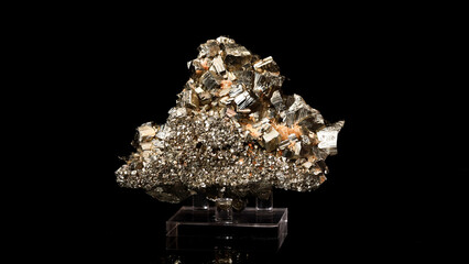 Golden Pyrite Crystal Stone Macro Photography
