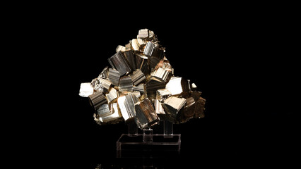 Pyrite Crystal Cluster on Black Background