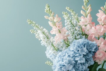 Delicate pastel flowers in a soft light.