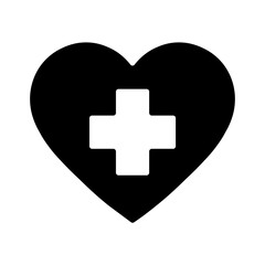 Obraz premium ハートと十字マークのアイコン 医療ケア、心臓病支援、愛護など