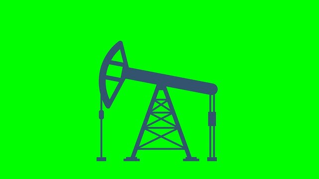 Oil pumpjack rig gas fuel drilling production. Extraction technology. Industrial petroleum fossil petrol resource power energy pump jack rig extraction mechanical. 2d flat animation. Alpha channel