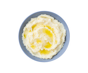 Mashed potatoes in a plate isolated over white background