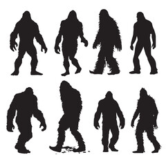 bigfoot silhouette set, Black & White silhouette set