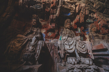 chongqing.china 26.03.2024 Ancient Stone Carvings of Dazu Rock Carvings in Chongqing, China &ndash; A Glimpse into Buddhist and Taoist Heritage