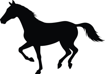 Elegant black silhouette of a rearing horse depicting grace and powerful movement