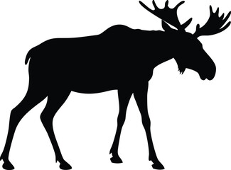 Silhouette illustration of a majestic moose animal with large antlers standing proudly alone