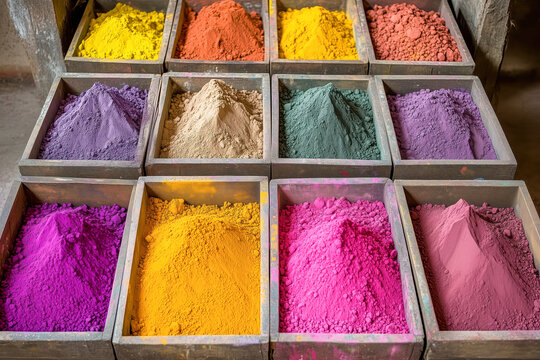 Facility where raw pigments are being processed and refined, ready for use in industrial paint mixing - Powered by Adobe