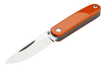 A sleek orange pocketknife a modern EDC tool ready for adventure highlighting precision and on transparent background