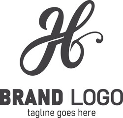Obraz premium H Brand Logo with Script Typography