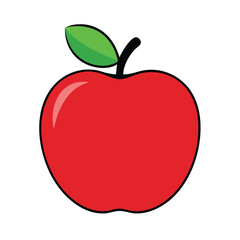 Red Apple Illustration - Education, Healthy Food & Back to School Symbol