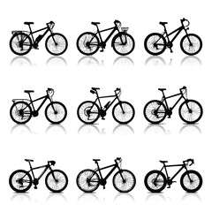 Obraz premium bike silhouette set, Black & White silhouette set