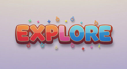Vibrant Colorful Explore Text Effect Fun, Playful Design