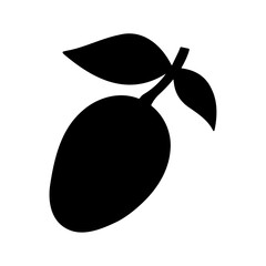 Mango Fruit Icon with leaves of summer season