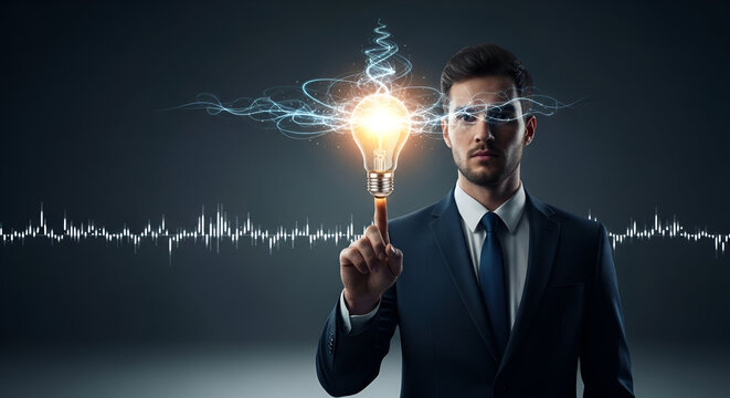 businessman with a light bulb