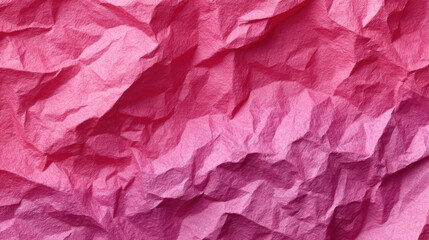 Fototapeta premium Layers of crumpled pink paper create a vibrant and textured background. The varying shades and contours add depth, perfect for artistic projects and design elements.