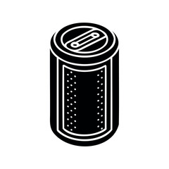 High angle graphic illustration of an unopened beverage soda or beer can