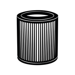 Black and white illustration of a cylindrical air filter for automobiles