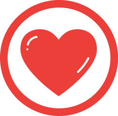 Red Heart Circle Icon: Love, Health & Passion Symbol