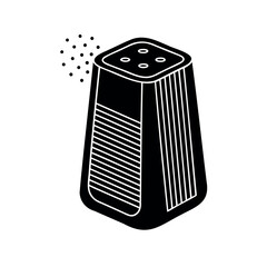 Simple black and white illustration of a salt shaker dispensing salt