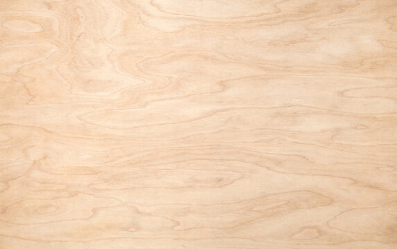 Natural wood plywood texture with smooth grain pattern on light background.