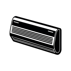 Vector illustration of a black and white air conditioner unit indoor