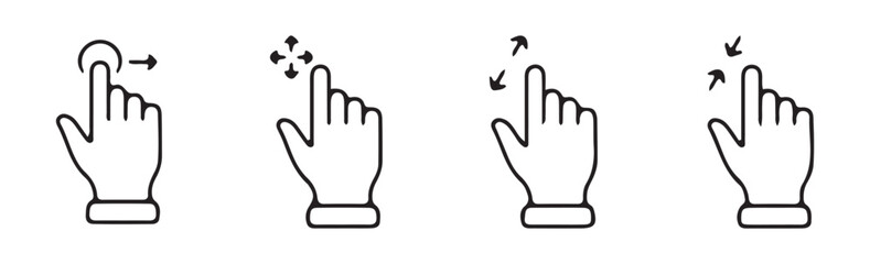 Black finger touch screen gesture vector. Swipe up icon. Outline symbol. Vector eps 10