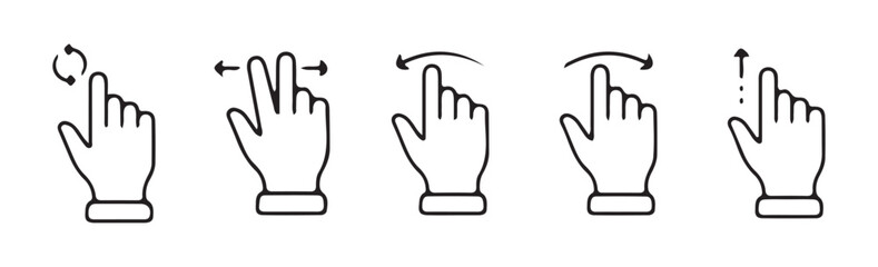 Black finger touch screen gesture vector. Swipe up icon. Outline symbol. Vector eps 10