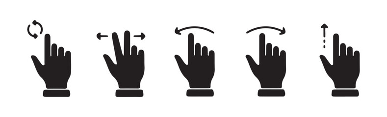 Finger touch screen gesture vector. Swipe up icon. Touch, tap, click icons in flat style. Vector eps 10
