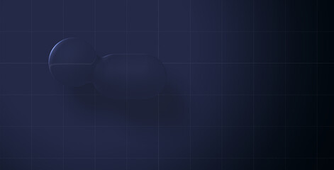 Abstract 3D Liquid Glass Blob on Dark Grid Background
