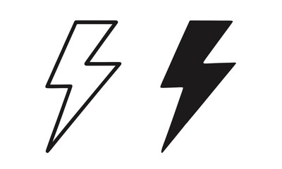 thunderbolt icon. simple electrical energy power sign. lightning bolt symbol. vector illustration on transparent background. 