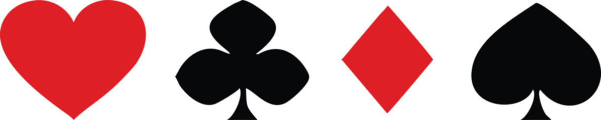 Obraz premium suit deck of playing cards. hearts diamonds clubs spades symbol. transparent png and vector illustration. 