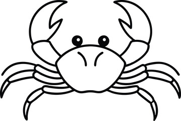 Adorable cartoon crab illustration outlined in black lines perfect for various design projects