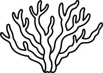 Obraz premium Simple black and white outlined coral reef illustration for decorative and design purposes