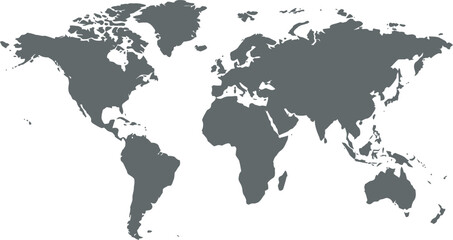Global Grey World Map: International Business & Travel Concept