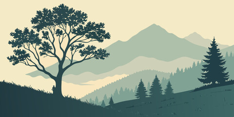 winter landscape with mountains