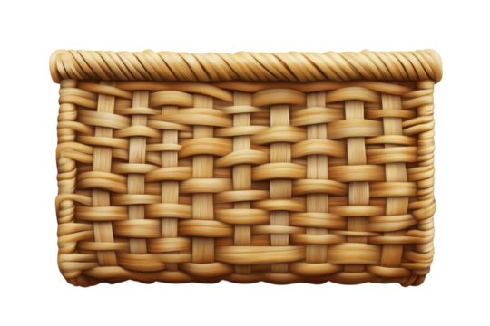 A rustic woven basket ready to be filled with harvest bounty or cherished keepsakes on a clean on transparent background - Powered by Adobe