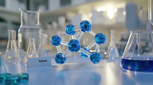 Blue molecule model laboratory - Powered by Adobe