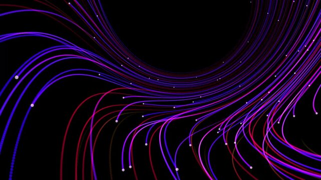 Abstract dynamic optic fiber data stream animation with flowing lines and glow effect, perfect for technology, network or digital communication themes, transparent background with alpha channel - Powered by Adobe