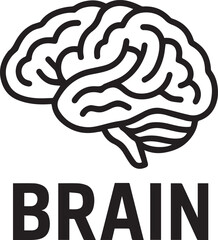 Fototapeta premium Simple, black and white line art illustration of a brain.