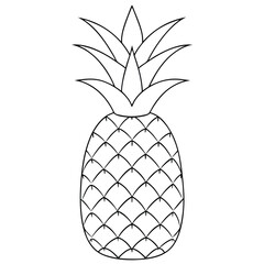 Obraz premium Simple Line Art Illustration Of A Pineapple Fruit Ready For Coloring Pages on a white background.