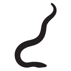 Simple black vector illustration depicting a curve resembling a snake or worm silhouette
