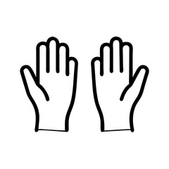 Medical gloves icon in black outline style on white background