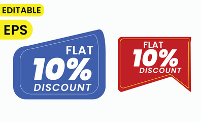 two flat discount label, flat discount sticker, discount offer label, editable sale tag, price off label template