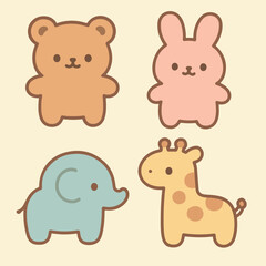 Kawaii cookies and animals