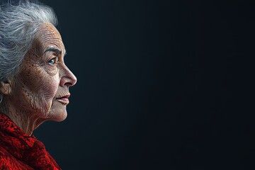 Elegant Portrait of a Mature Woman Reflecting Wisdom and Grace with Beautifully Aged Features
