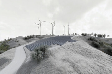 Mine that incorporates renewable energy sources, such as solar panels and wind turbines, to power its operations