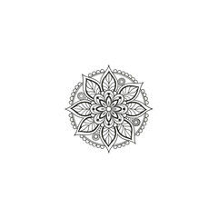 Circular pattern in the form of a mandala. Henna tatoo mandala. Mehndi style. Decorative pattern in oriental style. Coloring book page.