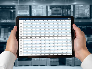 Accounting software on computer screen showing financial statement spreadsheets and account balance of corporate business offer accountant a fine calculation accounting snugly