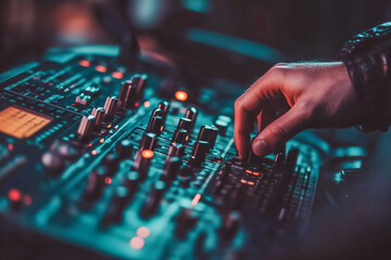 Music producer using a sampler to incorporate various audio samples into a track