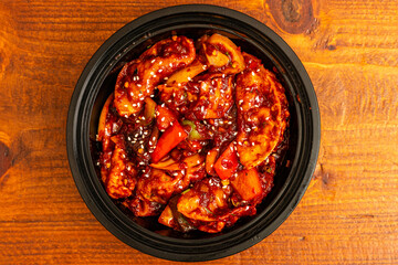 Chili dumplings in a container